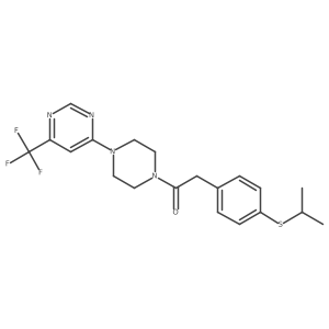 2-(4-(Isopropylthio)phenyl)-1-(4-(6-(trifluoromethyl)pyrimidin-4-yl)piperazin-1-yl)ethanone结构式
