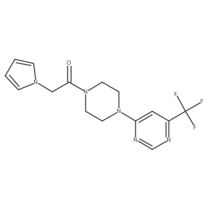 2-(1H-pyrrol-1-yl)-1-(4-(6-(trifluoromethyl)pyrimidin-4-yl)piperazin-1-yl)ethanone结构式