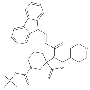 1-[(tert-butoxy)carbonyl]-3-({[(9H-fluoren-9-yl)methoxy]carbonyl}[(oxan-4-yl)methyl]amino)piperidine-3-carboxylic acid结构式
