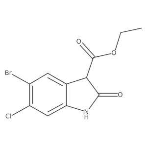 ethyl 5-bromo-6-chloro-2-oxo-2,3-dihydro-1H-indole-3-carboxylate结构式