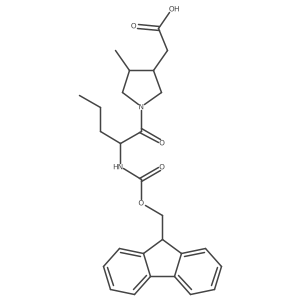 2-{1-[(2R)-2-({[(9H-fluoren-9-yl)methoxy]carbonyl}amino)pentanoyl]-4-methylpyrrolidin-3-yl}acetic acid结构式