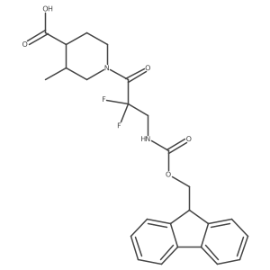 1-[3-({[(9H-fluoren-9-yl)methoxy]carbonyl}amino)-2,2-difluoropropanoyl]-3-methylpiperidine-4-carboxylic acid Structure