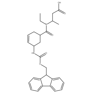 rac-3-{N-ethyl-1-[(1R,5S)-5-({[(9H-fluoren-9-yl)methoxy]carbonyl}amino)cyclohex-3-en-1-yl]formamido}butanoic acid结构式