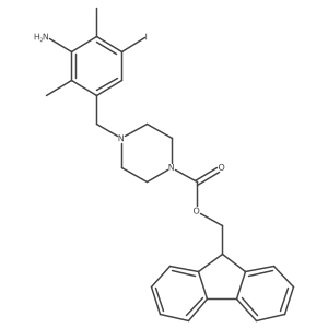 (9H-fluoren-9-yl)methyl 4-[(3-amino-5-iodo-2,4-dimethylphenyl)methyl]piperazine-1-carboxylate结构式