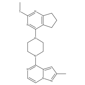 1-{2-methylpyrazolo[1,5-a]pyrazin-4-yl}-4-[2-(methylsulfanyl)-5H,6H,7H-cyclopenta[d]pyrimidin-4-yl]piperazine结构式