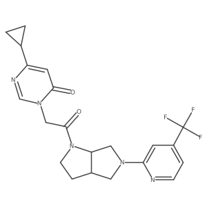 6-Cyclopropyl-3-(2-oxo-2-{5-[4-(trifluoromethyl)pyridin-2-yl]-octahydropyrrolo[3,4-b]pyrrol-1-yl}ethyl)-3,4-dihydropyrimidin-4-one结构式