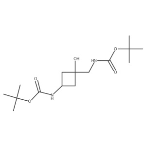 tert-butyl N-[3-({[(tert-butoxy)carbonyl]amino}methyl)-3-hydroxycyclobutyl]carbamate结构式
