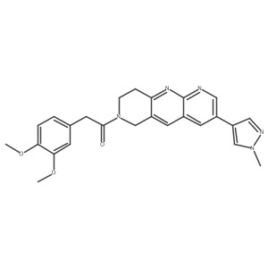 2-(3,4-dimethoxyphenyl)-1-[3-(1-methyl-1H-pyrazol-4-yl)-6H,7H,8H,9H-pyrido[2,3-b]1,6-naphthyridin-7-yl]ethan-1-one结构式