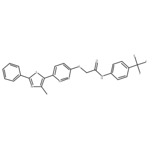 2-((6-(4-methyl-2-phenylthiazol-5-yl)pyridazin-3-yl)thio)-N-(4-(trifluoromethyl)phenyl)acetamide结构式