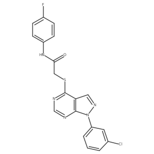 2-[1-(3-chlorophenyl)pyrazolo[3,4-d]pyrimidin-4-yl]sulfanyl-N-(4-fluorophenyl)acetamide结构式