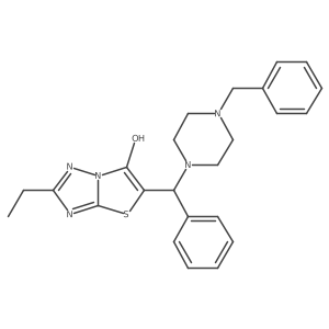 5-((4-Benzylpiperazin-1-yl)(phenyl)methyl)-2-ethylthiazolo[3,2-b][1,2,4]triazol-6-ol结构式