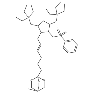 1-{(Z)-6-[(1R,2R,3R,5S)-2-((Phenylsulfonyl)methyl)-3,5-bis-(triethylsilyloxy)cyclopentyl]hex-4-enyl}-4-methyl-2,6,7-trioxabicyclo[2.2.2]octane Structure