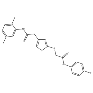 N-(2,5-dimethylphenyl)-2-(2-((2-((4-fluorophenyl)amino)-2-oxoethyl)thio)thiazol-4-yl)acetamide结构式