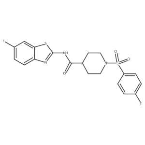 N-(6-fluorobenzo[d]thiazol-2-yl)-1-((4-fluorophenyl)sulfonyl)piperidine-4-carboxamide结构式