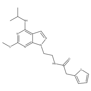 N-(2-(4-(isopropylamino)-6-(methylthio)-1H-pyrazolo[3,4-d]pyrimidin-1-yl)ethyl)-2-(thiophen-2-yl)acetamide结构式