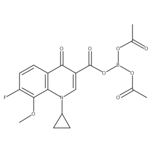 Diacetyloxyboranyl 1-cyclopropyl-7-fluoro-8-methoxy-4-oxoquinoline-3-carboxylate Structure