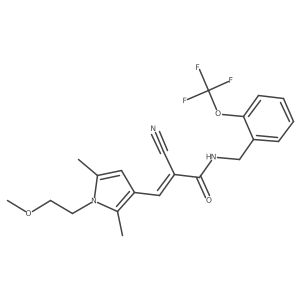 (E)-2-cyano-3-[1-(2-methoxyethyl)-2,5-dimethylpyrrol-3-yl]-N-[[2-(trifluoromethoxy)phenyl]methyl]prop-2-enamide Structure