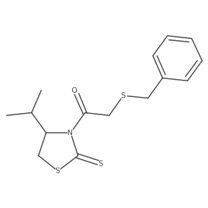2-benzylsulfanyl-1-[(4S)-4-propan-2-yl-2-sulfanylidene-1,3-thiazolidin-3-yl]ethanone Structure