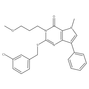 2-((3-chlorobenzyl)thio)-3-(3-methoxypropyl)-5-methyl-7-phenyl-3H-pyrrolo[3,2-d]pyrimidin-4(5H)-one结构式