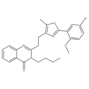 2-(((2-(5-bromo-2-methoxyphenyl)-5-methyloxazol-4-yl)methyl)thio)-3-butylquinazolin-4(3H)-one Structure