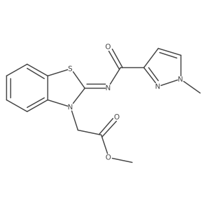 (Z)-methyl 2-(2-((1-methyl-1H-pyrazole-3-carbonyl)imino)benzo[d]thiazol-3(2H)-yl)acetate Structure
