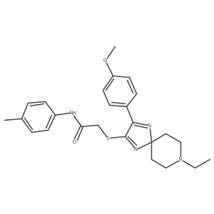 2-((8-ethyl-3-(4-methoxyphenyl)-1,4,8-triazaspiro[4.5]deca-1,3-dien-2-yl)thio)-N-(p-tolyl)acetamide Structure
