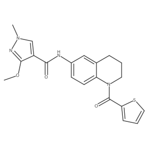 3-methoxy-1-methyl-N-(1-(thiophene-2-carbonyl)-1,2,3,4-tetrahydroquinolin-6-yl)-1H-pyrazole-4-carboxamide结构式
