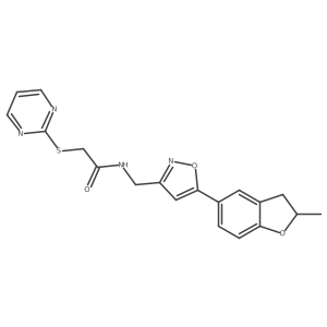 N-((5-(2-methyl-2,3-dihydrobenzofuran-5-yl)isoxazol-3-yl)methyl)-2-(pyrimidin-2-ylthio)acetamide结构式