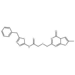 N-(5-benzyl-1,3,4-thiadiazol-2-yl)-2-[(6-methyl-4-oxo-4aH-thieno[2,3-d]pyrimidin-2-yl)methylsulfanyl]acetamide结构式