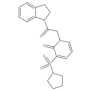 1-(2-(indolin-1-yl)-2-oxoethyl)-3-(pyrrolidin-1-ylsulfonyl)pyridin-2(1H)-one结构式