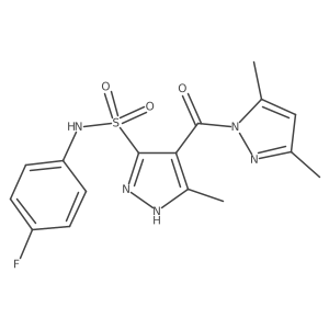 4-[(3,5-dimethyl-1H-pyrazol-1-yl)carbonyl]-N-(4-fluorophenyl)-5-methyl-1H-pyrazole-3-sulfonamide结构式