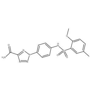 2-(4-(2-methoxy-5-methylphenylsulfonamido)phenyl)-2H-tetrazole-5-carboxamide结构式