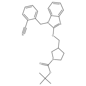 tert-Butyl 3-(((1-(2-cyanobenzyl)-1H-benzo[d]imidazol-2-yl)oxy)methyl)pyrrolidine-1-carboxylate Structure