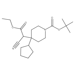 Tert-butyl 4-(1-cyano-2-ethoxy-2-oxoethyl)-4-cyclopentylpiperidine-1-carboxylate Structure