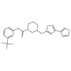 1-(3-((3-(Thiophen-3-yl)-1,2,4-oxadiazol-5-yl)methyl)piperidin-1-yl)-2-(3-(trifluoromethyl)phenyl)ethanone Structure