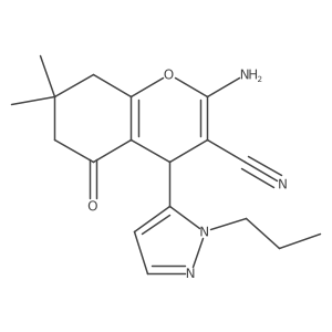 2-Amino-7,7-dimethyl-5-oxo-4-(2-propylpyrazol-3-YL)-6,8-dihydro-4H-chromene-3-carbonitrile Structure