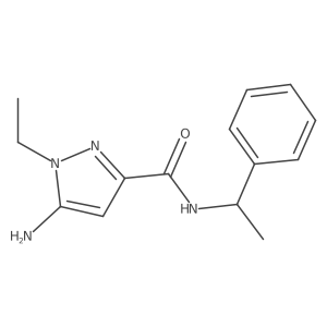 5-amino-1-ethyl-N-(1-phenylethyl)-1H-pyrazole-3-carboxamide结构式
