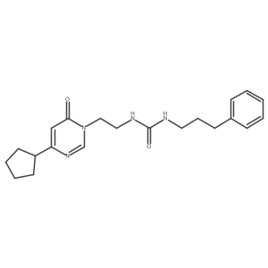 1-(2-(4-cyclopentyl-6-oxopyrimidin-1(6H)-yl)ethyl)-3-(3-phenylpropyl)urea结构式
