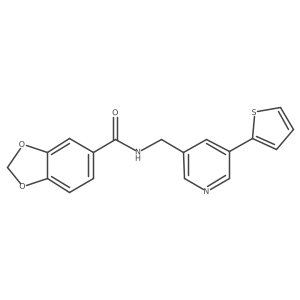 N-((5-(thiophen-2-yl)pyridin-3-yl)methyl)benzo[d][1,3]dioxole-5-carboxamide结构式