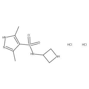 N-(azetidin-3-yl)-3,5-dimethyl-1H-pyrazole-4-sulfonamide dihydrochloride结构式