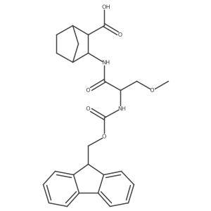 3-[(2S)-2-({[(9H-fluoren-9-yl)methoxy]carbonyl}amino)-3-methoxypropanamido]bicyclo[2.2.1]heptane-2-carboxylic acid结构式