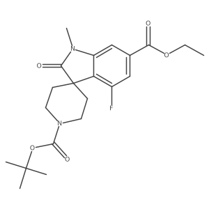 1'-tert-Butyl 6-ethyl 4-fluoro-1-methyl-2-oxospiro[indoline-3,4'-piperidine]-1',6-dicarboxylate结构式