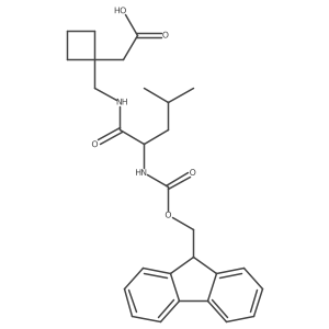 2-(1-{[2-({[(9H-fluoren-9-yl)methoxy]carbonyl}amino)-4-methylpentanamido]methyl}cyclobutyl)acetic acid结构式