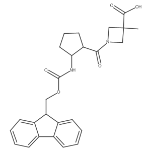 1-[2-({[(9H-fluoren-9-yl)methoxy]carbonyl}amino)cyclopentanecarbonyl]-3-methylazetidine-3-carboxylic acid结构式