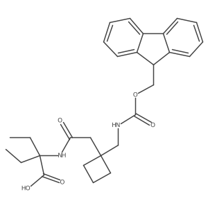 2-ethyl-2-(2-{1-[({[(9H-fluoren-9-yl)methoxy]carbonyl}amino)methyl]cyclobutyl}acetamido)butanoic acid Structure