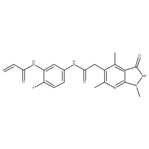 N-[2-Fluoro-5-[[2-(1,4,6-trimethyl-3-oxo-2H-pyrazolo[3,4-b]pyridin-5-yl)acetyl]amino]phenyl]prop-2-enamide结构式