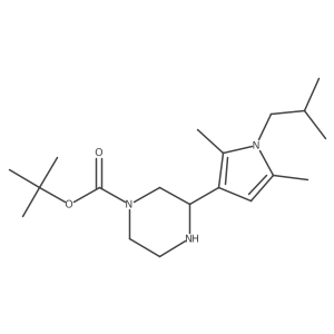 tert-butyl 3-[2,5-dimethyl-1-(2-methylpropyl)-1H-pyrrol-3-yl]piperazine-1-carboxylate结构式