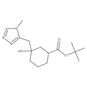 tert-butyl 3-hydroxy-3-[(4-methyl-4H-1,2,4-triazol-3-yl)methyl]piperidine-1-carboxylate结构式