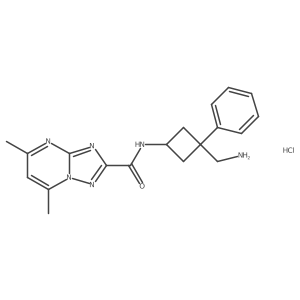 N-[3-(Aminomethyl)-3-phenylcyclobutyl]-5,7-dimethyl-[1,2,4]triazolo[1,5-a]pyrimidine-2-carboxamide;hydrochloride Structure