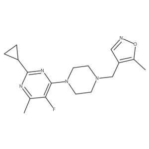 2-Cyclopropyl-5-fluoro-4-methyl-6-{4-[(5-methyl-1,2-oxazol-4-yl)methyl]piperazin-1-yl}pyrimidine结构式